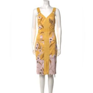 Ted Baker yellow floral midi dress
